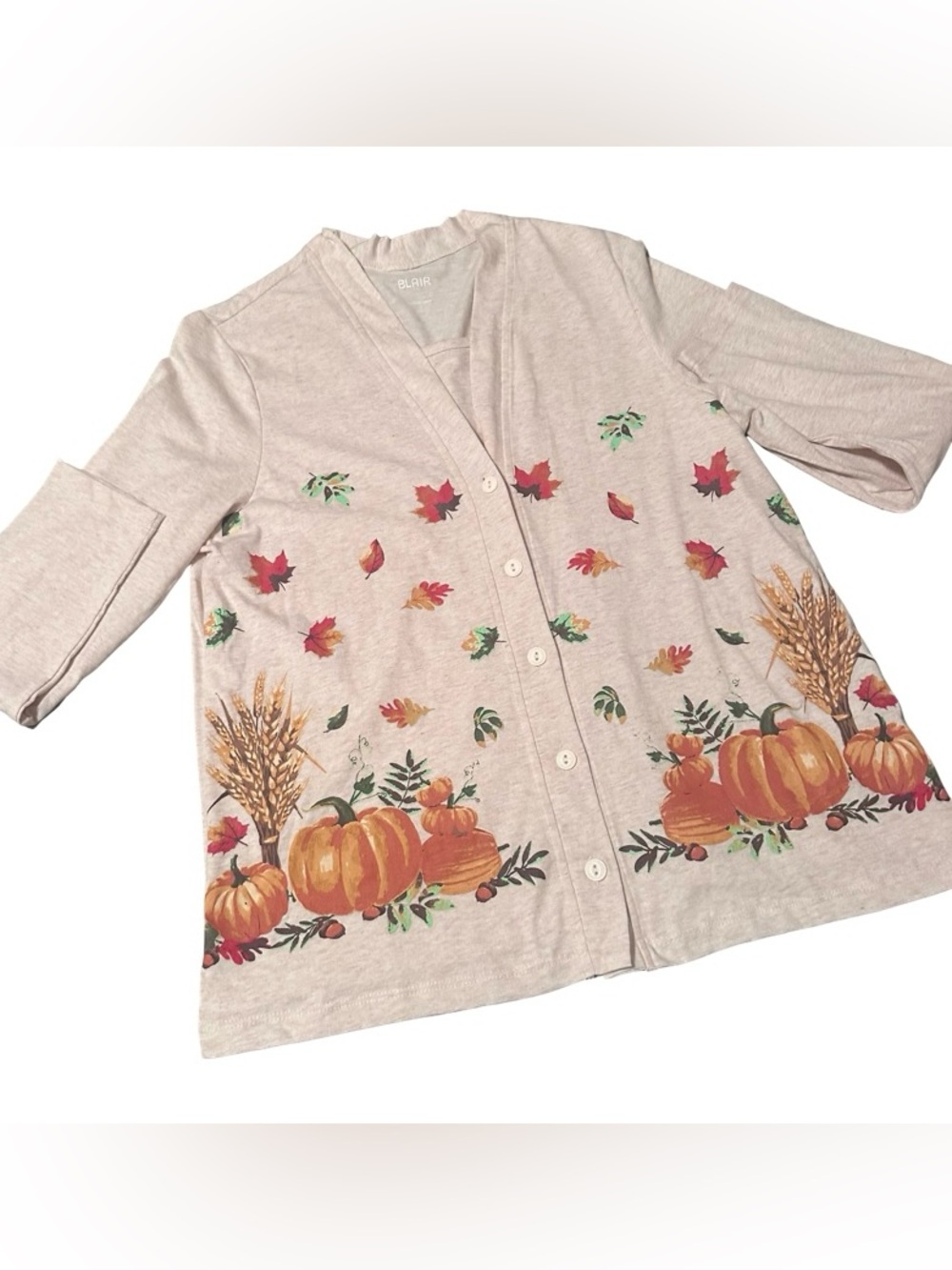 Vintage 1990's New Fall Pumpkins Long Sleeve Lightweight Knit Top Shirt Retro